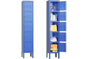 Greenvelly Metal Locker - Five Tier Box, Blue, 5 Door - Ideal for Office, School, Gym, and Corridor Storage
