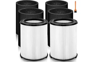 2 Pack VF4000 Filter Replacement for Ridgid Shop Vac Filters 5-20 Gallon, fits Husky 6-9 Gallon Vacuums, Complete with 4 Pack
