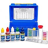 XtremepowerUS 5-Way Swimming Pool Test Kit pH, Chlorine, Bromine, Alkalinity Chemistry Testing with Case Spa, Inground Above Ground Pool Residential