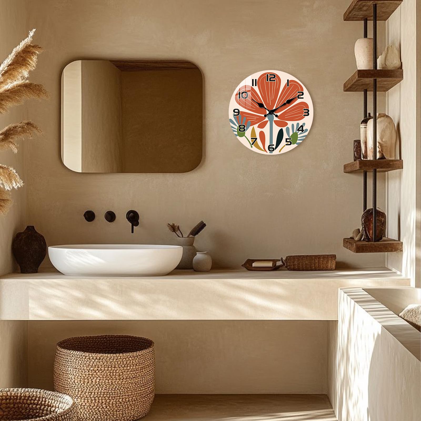 Condition photo showing New/Like New for tomopetime large wall clock for living room - flowers wall clocks battery operated 16 inch - farmhou