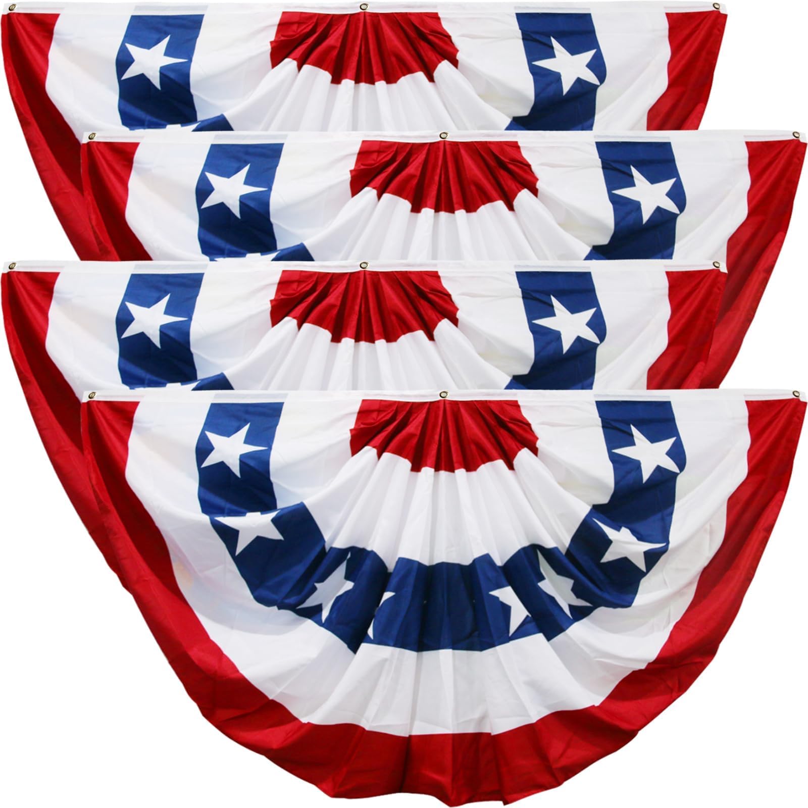 hoosun 4 pack flag bunting for outside,patriotic 4th of july decorations,2x4 ft patriotic bunting fl