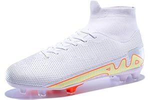 YIDUM Football Cleats Men, Indoor Outdoor High Top Soccer Shoes Lightweight Shock Resistant Training Boots Breathable Professional Turf Shoes Sport Athletic Ground Football Boots FG Soccer Cleats for Men