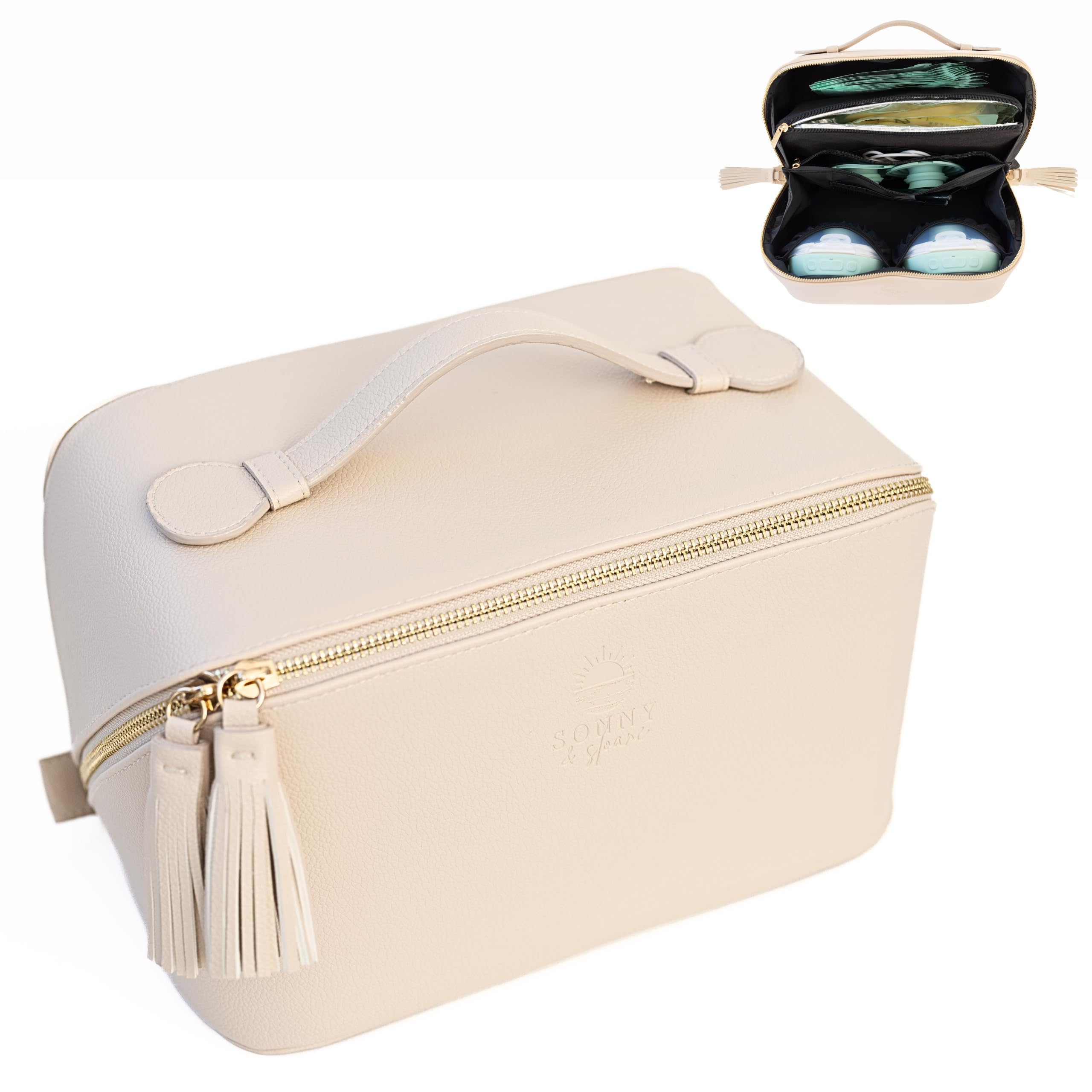 Photo 1 of Wearable Breast Pump Bag with Cooler, Pumping Bag for Work, Compatible with Wearable Breast Pumps, Removable Breast Milk Cooler Included, Portable Pump Carrying Case with Room for Accessories