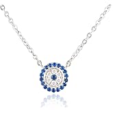 Sterling Silver Evil Eye Necklace Blue CZ Protection Pendant for Women | Blue Cubic Zirconia Evil Eye Pendant, 925 Chain Included, Dainty Everyday, Gift Boxed