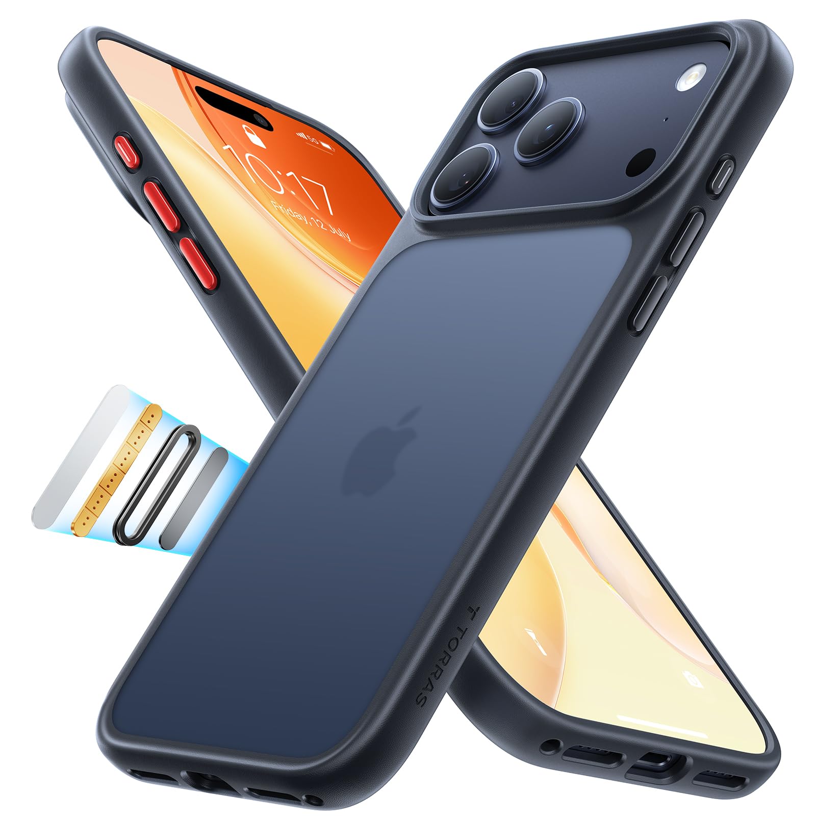 Photo 1 of TORRAS for iPhone 17 Pro Case, Beyond Military-Grade Protection, Camera Control Button, DIY Buttons, Translucent Matte Slim Thin Shockproof Hard Back Anti-Scratch Phone case for iPhone 17 Pro, Black