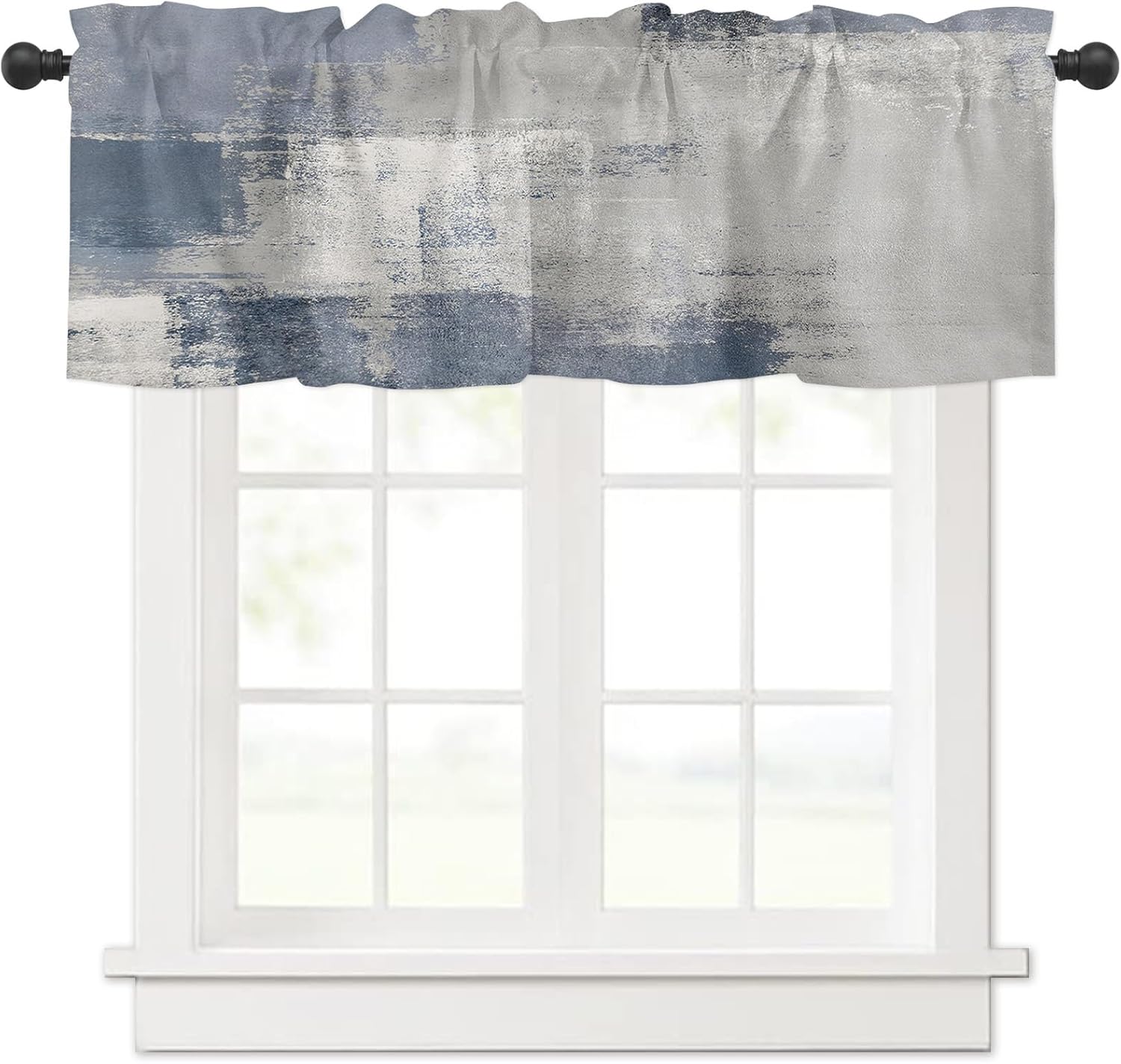 Paintings - TrusYu Blue Abstract Art Valances for Windows, Light Blue and Gray Graffiti Oil Painting Modern Geometric Design Rod Pocket Curtain Valances for Kitchen Living Room Bedroom Cafe, 1 Panel, 54x18 Inch