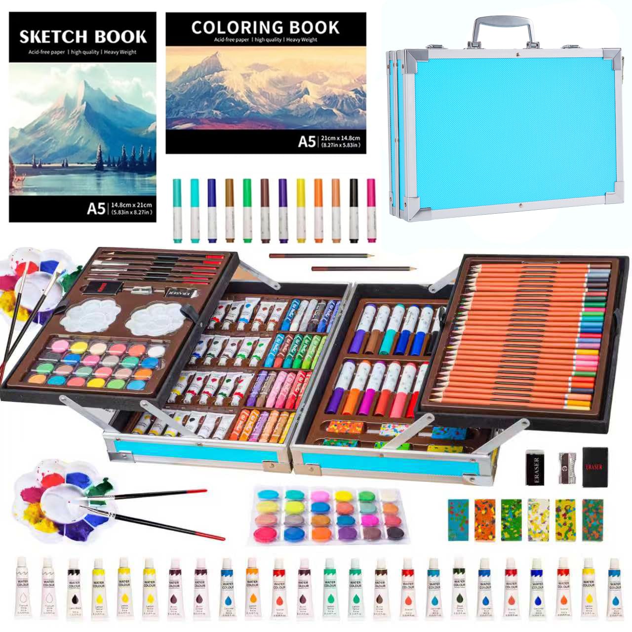 KINSPORY 139 PCS Art Set for Kids, Deluxe Painting Drawing Art Supplies Case Gift for Teens Boys Girls 4 5 6 7 8 9 10 11 12 (Blue) — image 1