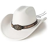 EOGIMI Western Cowboy Hat for Women Men Retro Suede Roll Up Hat with Buckle Belt