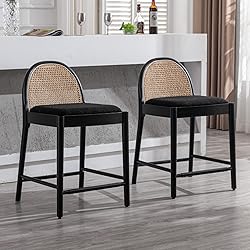 HEAH-YO Rattan Counter Stools Set of 2, 26 Inches