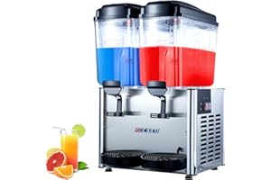 FSKEKU Commercial Cold Beverage Dispenser: Juice Dispensers 18L*2 for Cold Water for Lemon Tea Fruit Juices - Refrigerated Standing Drink Cooler Dispenser for Cafeterias Bar Hotel Parties