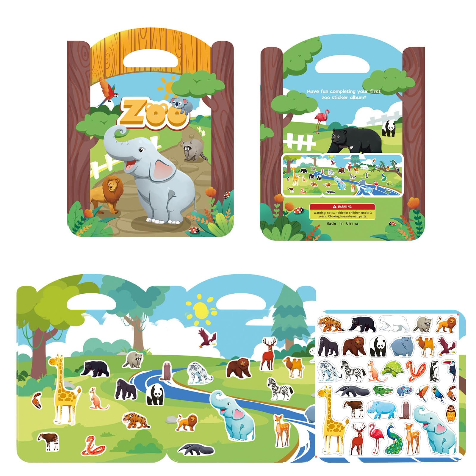 Widisun Reusable Sticker Books - Animal Jelly Sticker Activities for 2-4 Year Olds