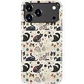 DEENAKIN for iPhone 17 Pro Case Cute,Aesthetic Cats Playing with Yarn Balls Phone Case,Compatible with Magsafe, Trendy Retro Western Protective Slim Silicone Phone Cover for Women Girls