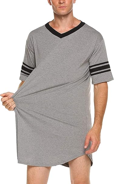 Amazon メンズ パジャマ ロングシャツ Vネック 丸首 ヘンリー 半袖 長袖 袖無し ワンピースパジャマナイトガウン 部屋着 ルームウェア 寝間着 パジャマ 通販