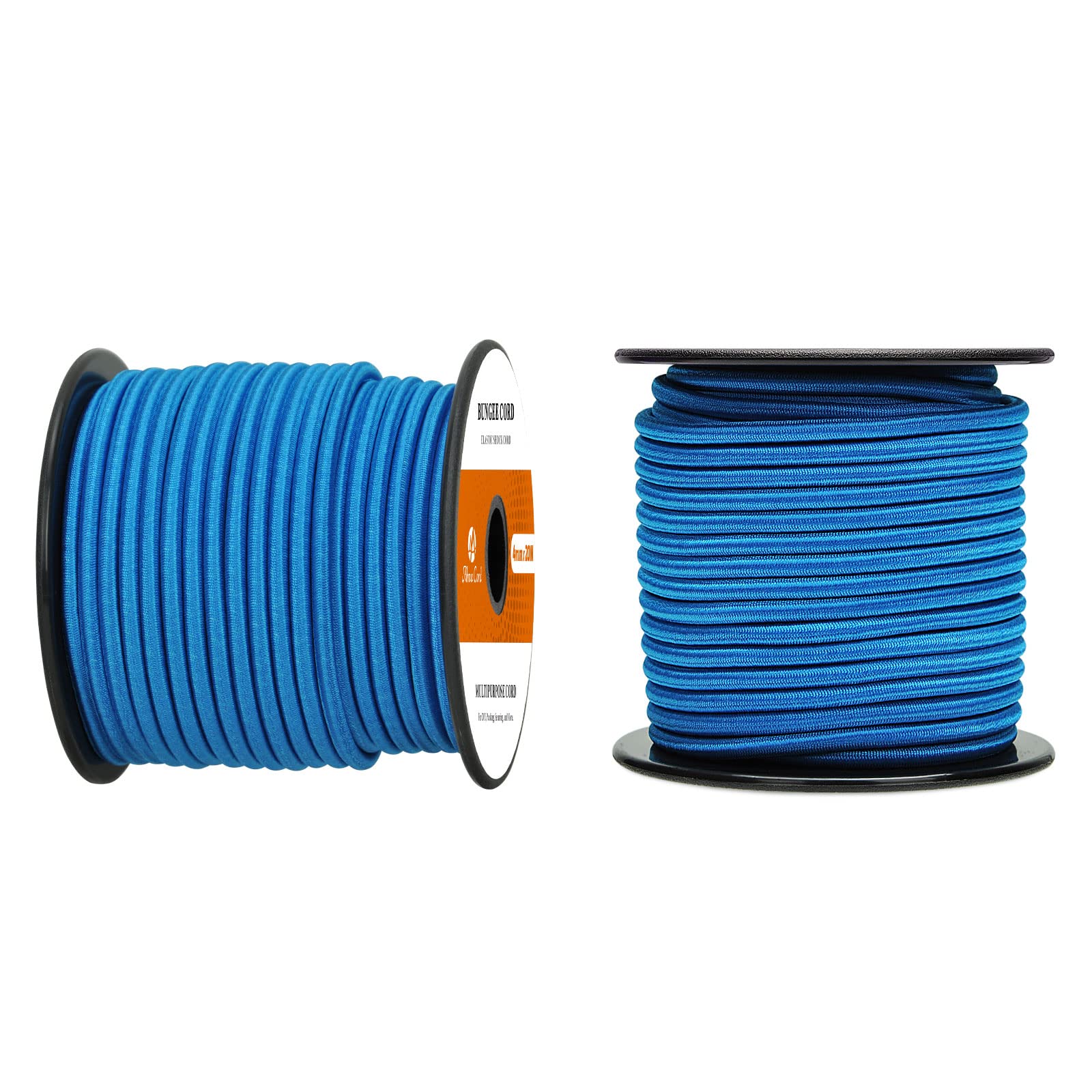 Abma Cord Bungee Cord 4mm 20M Elastic Shock Cord 100% Stretch Elastic Bungee Rope for Tarpaulin, Trailer, Backpack, Tent Pole, Kayak - Light Blue โ image 1