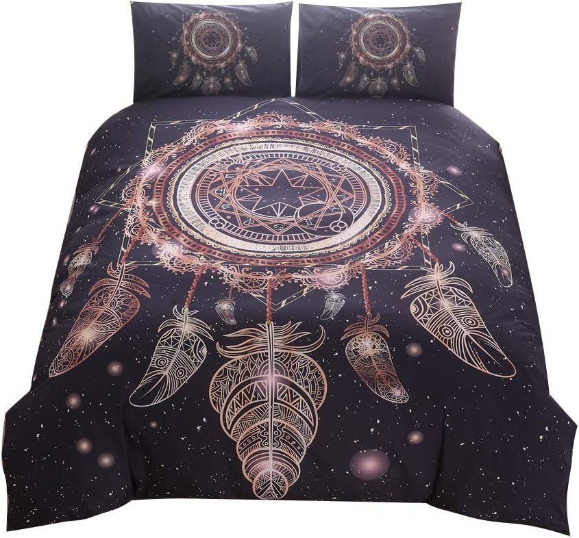 Dreamcatcher Design 3PCS Quilt Duvet Cover Set Couple Bedding Sets Include 1 Duvet Cover 2 Pillowcases in Double King Size (duvet cover-200x230 cm-fit for 1.5/1.8M bed) [Energy Class A+++]