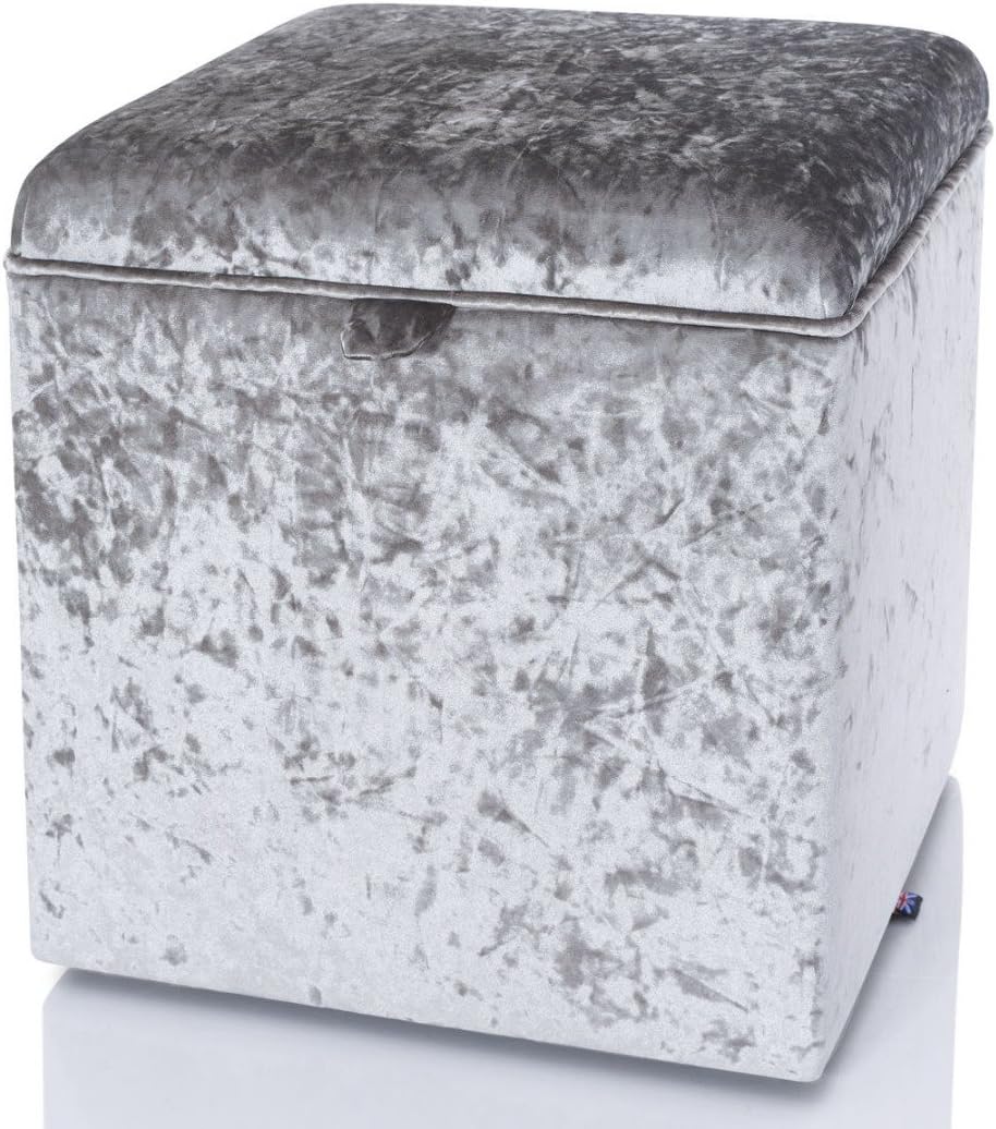MianGE Beautiful Small Crushed Velvet Ottoman Box, Toy Box, Storage Box, (Black)