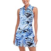 Misyula Tennis Dresses for Women,Athletic Dress with Shorts 2Pockets Zip Up Polo Sleeveless Golf Workout Dress(XS-XL)