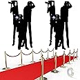 Halloween Paparazzi Props Photo Backdrop Red Carpet Runner for Party, Red Carpet Party Decorations Party Accessory Set, 6 Pieces with Red Carpet Runner for Academy Awards Outdoor Movie Night Party
