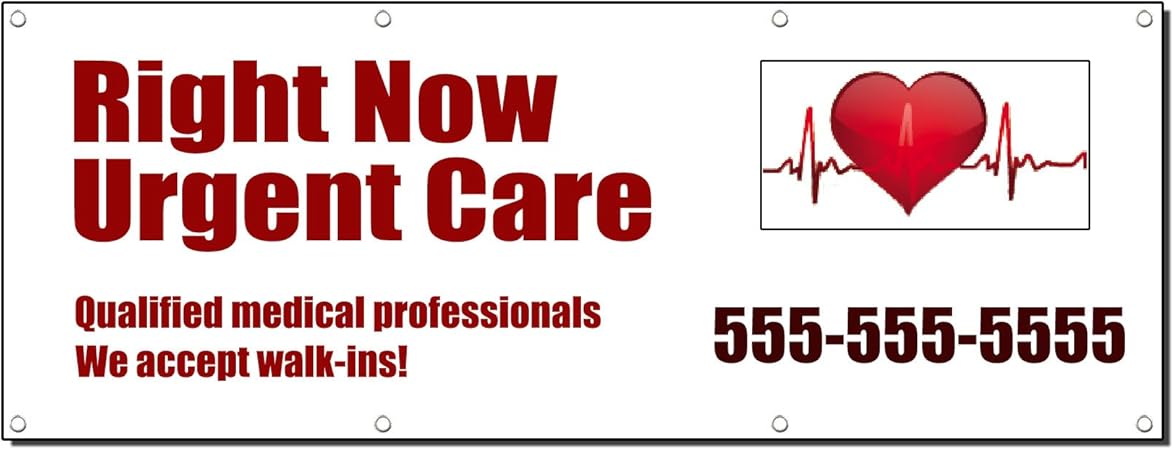 Urgent Care Medical Doctor Accept Walk-Ins 5 Ft x 12 Ft Banner Sign W/8 Grmmets: Amazon.ca ...
