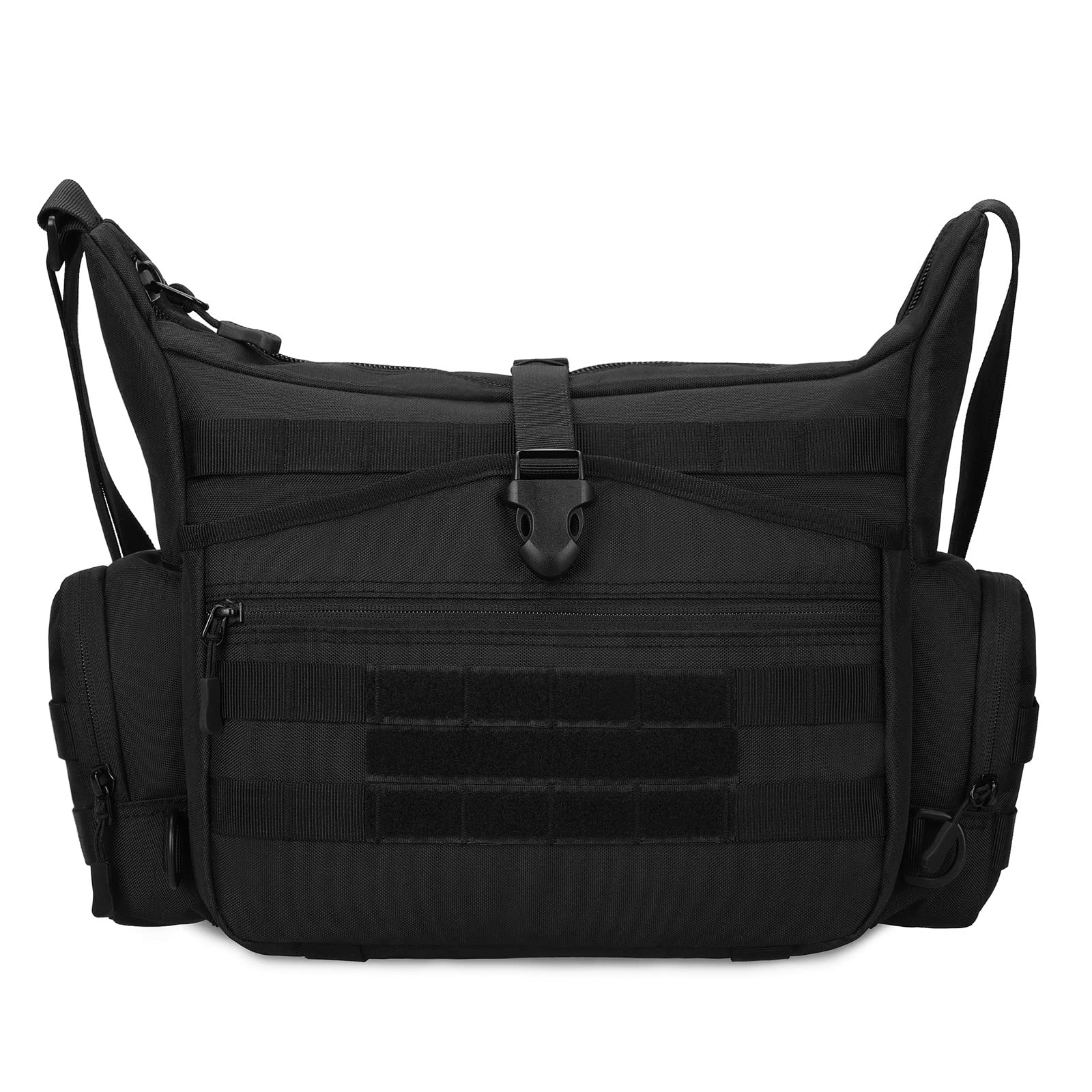 HUNTVP Crossbody Messenger Laptop Shoulder Bag Multi Pockets for Men Women,Travel Working School Fishing Camping Hiking Outdoors (Black-L)