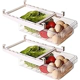 Shopwithgreen 2 Pack Refrigerator Organizer Bins with Handle, Pull-out Fridge Drawer Organizer, Freely Pullable Refrigerator 