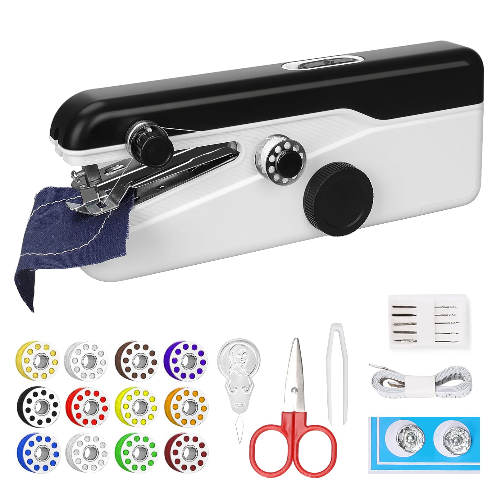 Photo 1 of Portable Sewing Machine for Beginners,Hand held Sewing Machine,Mini Sewing Kit Machine with Cord for DIY,Fabrics,Clothes,Home and Travel