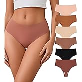 Simness Thongs for Womens Seamless High Waisted Underwear Breathable No Show Panties 6 Pack1 M