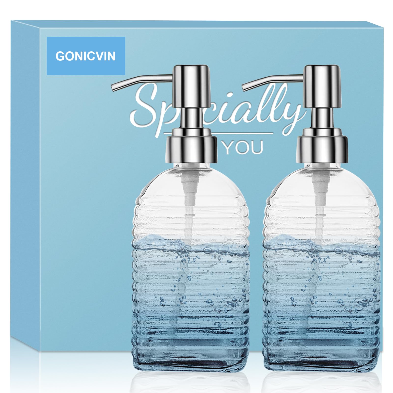 ACCL Glass Soap Dispenser, Horizontal Stripes