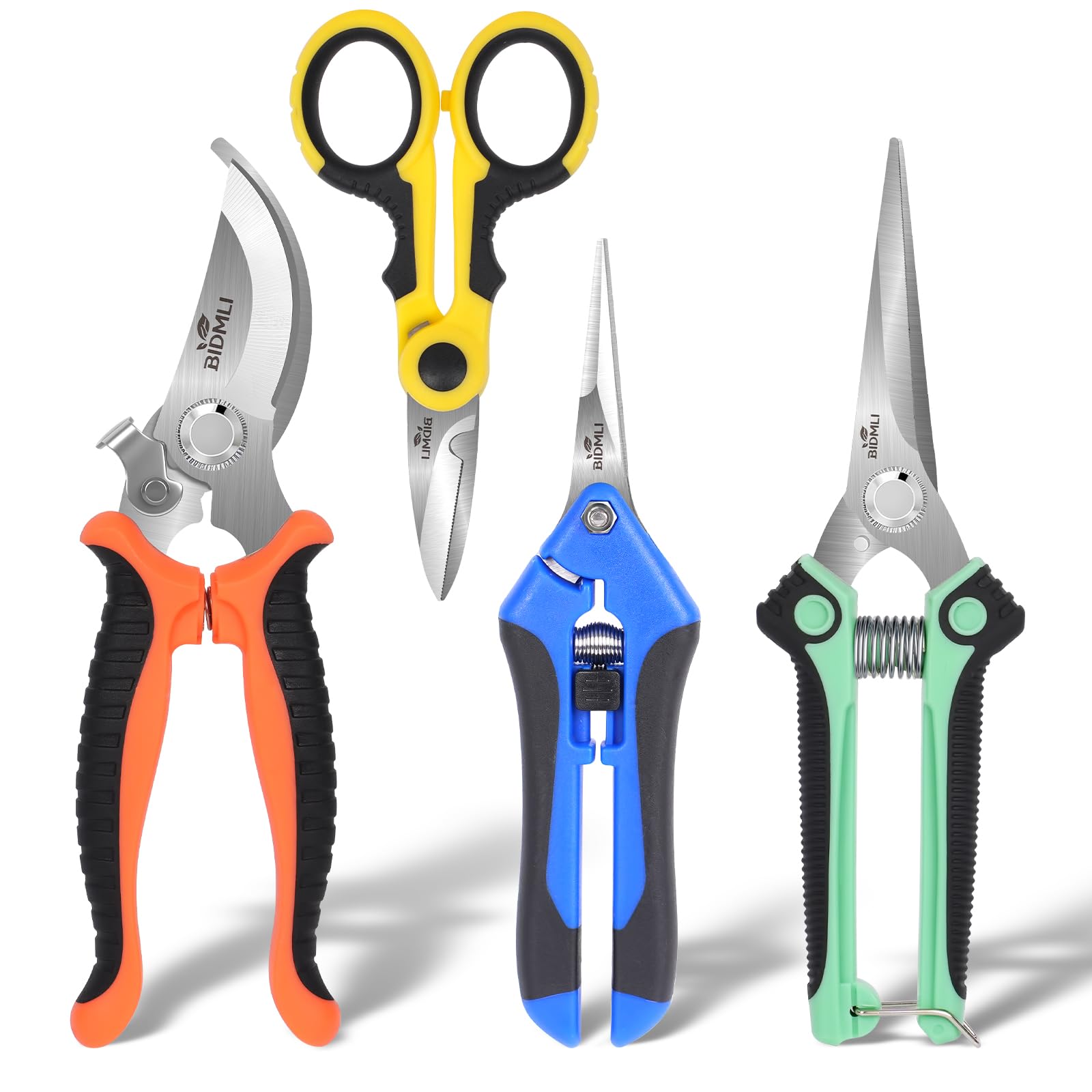 Photo 1 of 4-Pack Multifunctional Garden Scissors Set-BIDMLI Stainless Steel Pruning &Floral Shears with One-Piece Handle Blades for Tree Pruning, Flower Trimming, and Fruit Picking Tasks at Home&Garden Tool.