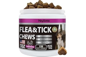HEYISME Flea and Tick Prevention for Dogs Chewables, Natural Dog Flea and Tick Control Supplement, Flea Treatment for Dogs, Oral Flea and Tick Chews Treats for All Breeds and Ages (Chicken, 120 Chews)