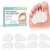 Welnove Ball-of-Foot Cushions for Women Men - 1/8" and 1/4" Thick - Felt Metatarsal Pads for Forefoot Support - Soft Foot Pads for Metatarsalgia, Morton’s Neuroma, Fit for High Heels,Shoes(4 Pairs)
