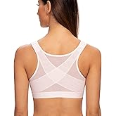 MELENECA Women's Front Closure Wirefree Post Surgery Plus Size Back Support Posture Bra