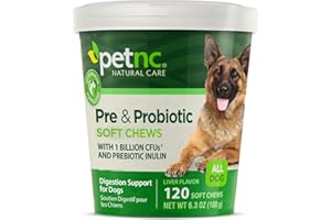 PetNC Natural Care Liver Flavor,Cheese Pre & Probiotic Soft Chews for Dog 120 ct (Pack of 1) (Packaging May Vary)