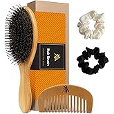 100% Boar Bristle Hair Brush,Hair Brushes for Women & Mens Hair Brush,bamboo hair brush,Restores Hair's Shine and Health,Detangling Brush for Long, Curly or Any Type of Hair