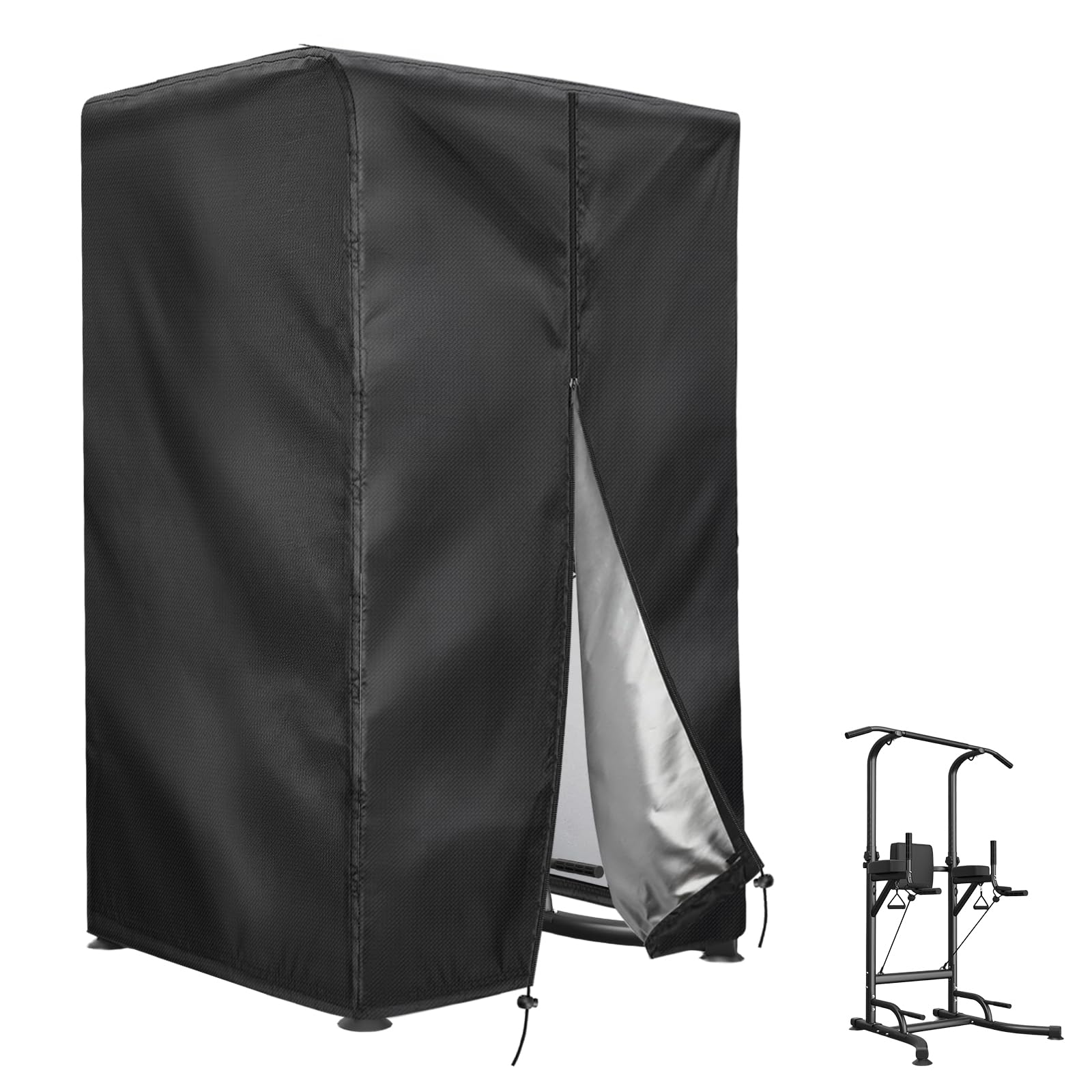 Onlyme Squat Rack Cover Waterproof, 420D Oxford Power Rack Cover for Pull Up Station Dip Station, Outdoor Indoor Protective Covers for Home Gym Workout Equipment, 102x107x163cm