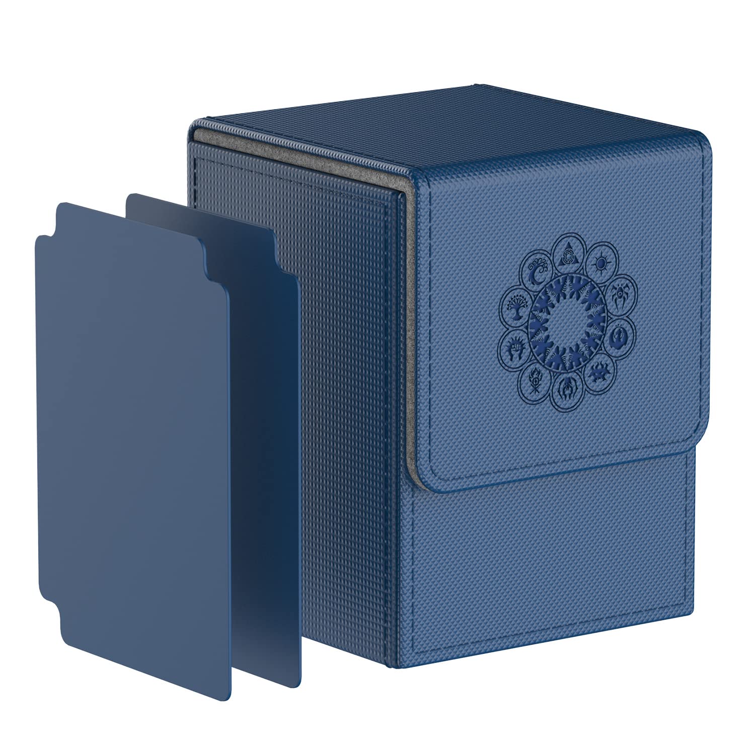 Pulchra Card Deck Box with 2 Dividers per Holder for TCG, Large Size Holds up to 100+ Cards (Elemental Design,Blue) — image 1