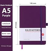Lefute A5 Notebook Journal 200 Pages 80gsm Hardback Purple with Pen Loop view 2