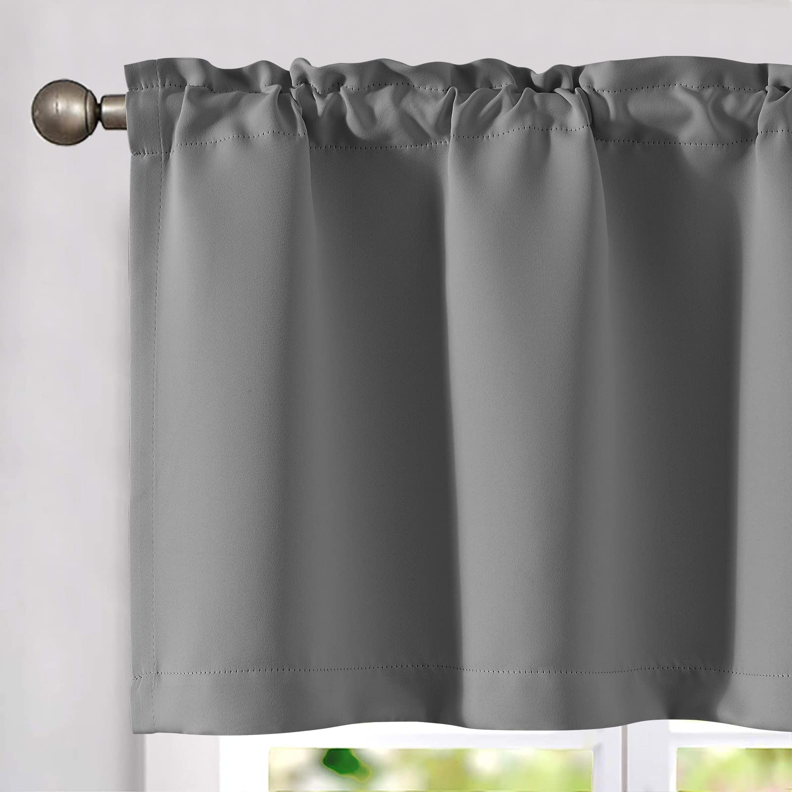Vangao Grey Valances for Windows 18 Inch Solid