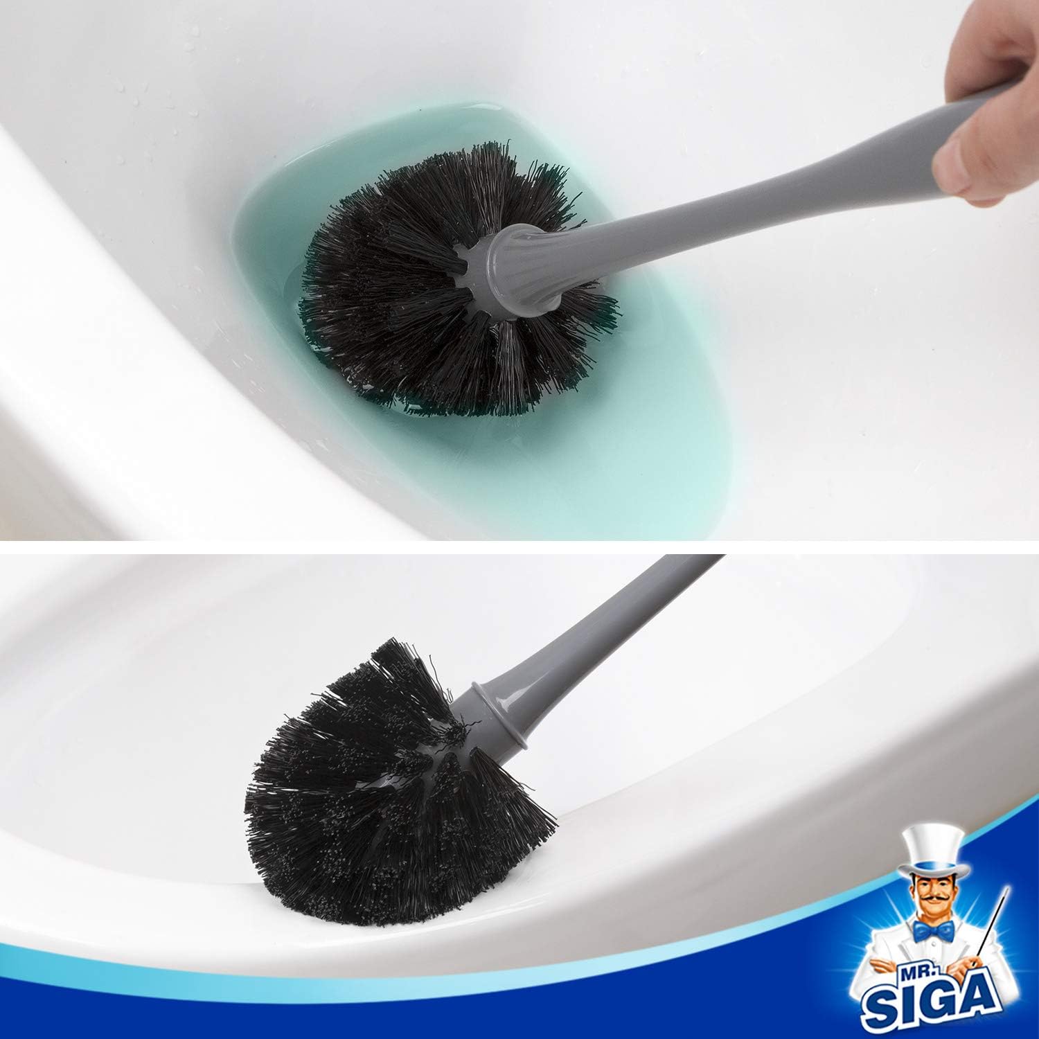 MR.SIGA Toilet Plunger and Bowl Brush Combo for Bathroom Cleaning, Gray, 1 Set: Home & Kitchen