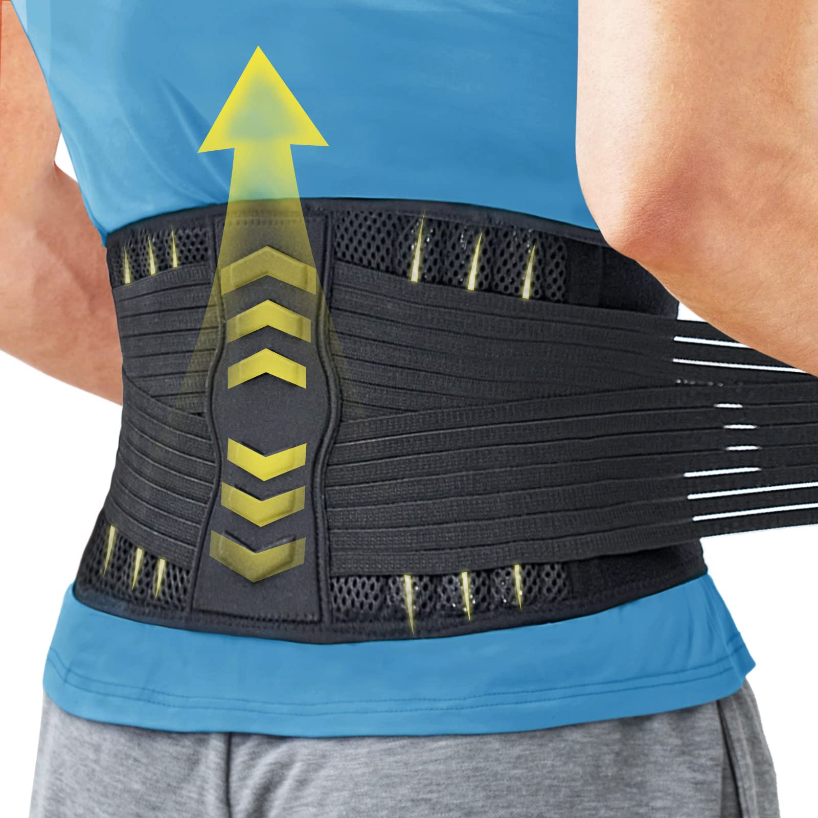 Back Brace for Lower Back Pain Relief - Men Women Back Support Belt for Heavy Lifting Sciatica Scoliosis Herniated Disc - Adjustable Lumbar Support Belt Breathable Mesh Design (L 30.7