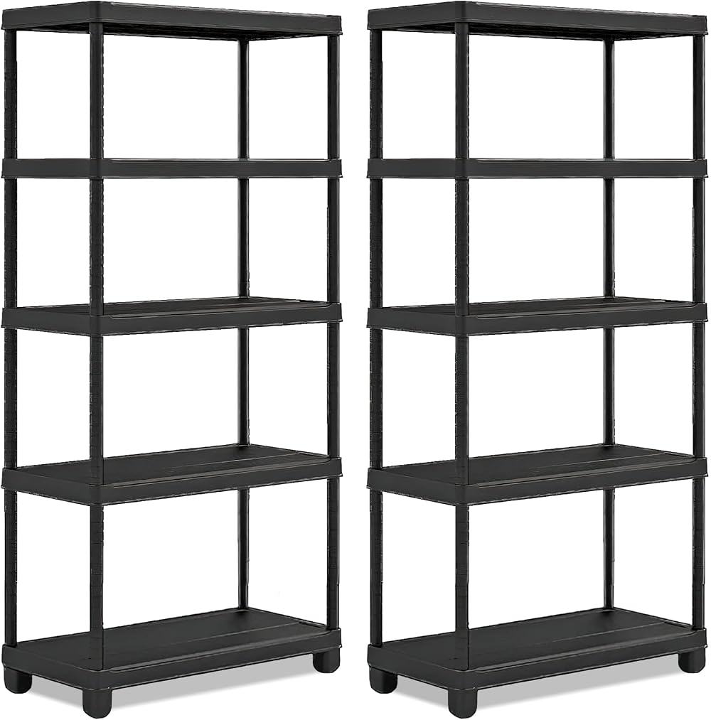 Vivo Technologies 2x 5 Tier Heavy Duty Plastic Shelving Unit Storage Racking