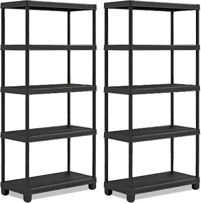 Vivo Technologies 2x 5 Tier Heavy Duty Plastic Shelving Unit Storage Racking