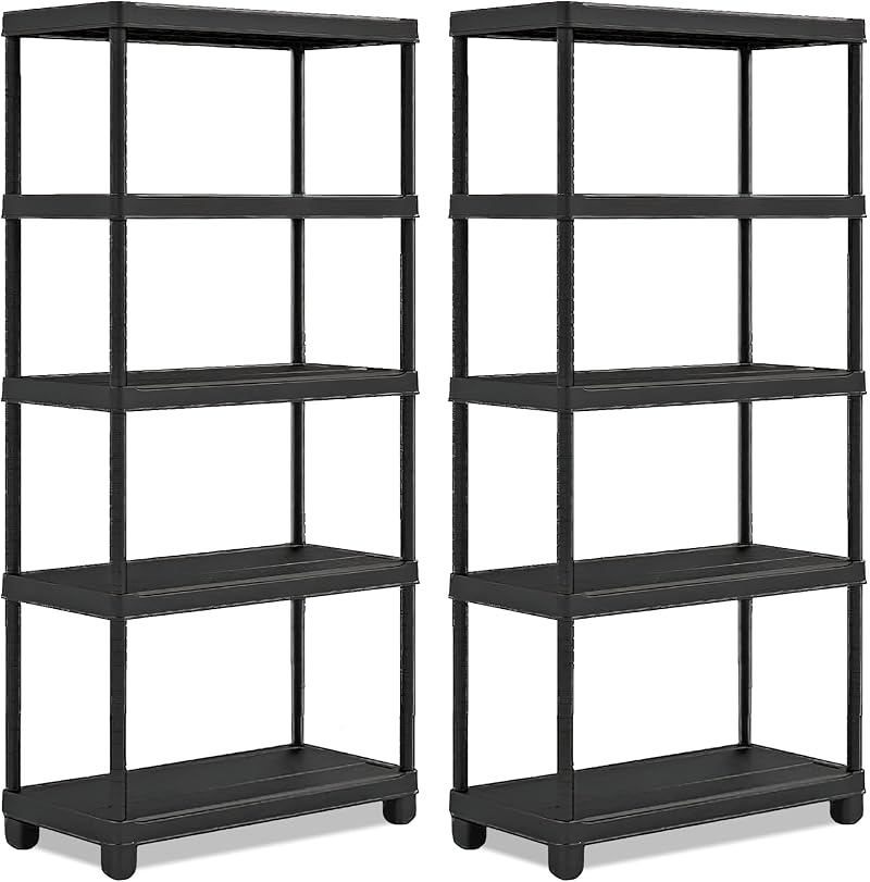 Vivo Technologies 2x 5 Tier Heavy Duty Plastic Shelving Unit Storage Racking