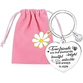 Konsait Best Friend Key Chain, Bestie Gifts for Women Best Friend Keychain with Velvet Pouch Heart Shape Friendship KeyChain for Bff Graduation Gift Christmas Gift Birthday Gifts for Women Friendship