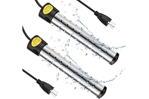 Treela 2 Pcs Immersion Water Heaters Portable Electric Submersible Pool/Hot Tub Heater with 304 SS for Bathtub, Bucket, Basin 5 Gallon Water in Minutes(Black,1500W)