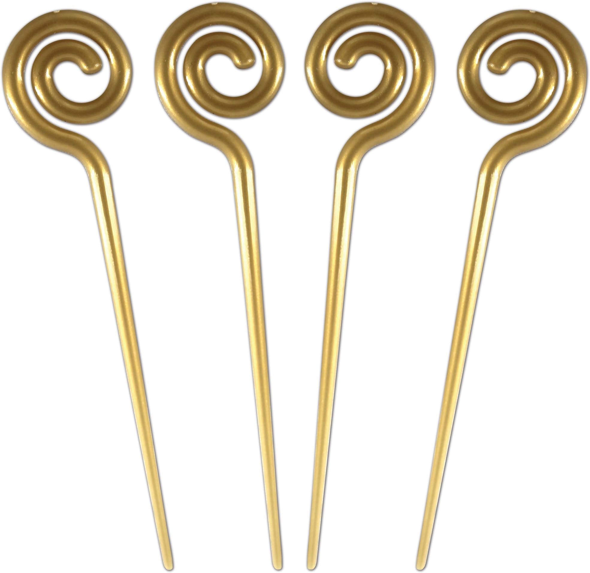 Royer 4.5" Plastic Spiral Martini & Cocktail Picks, Set of 48 - Made In USA (Gold)