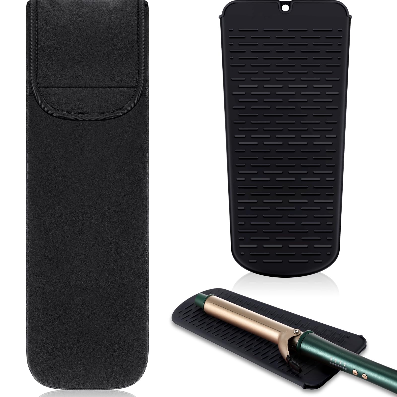 Photo 1 of Shappy 2 Pieces Curling Iron Travel Case Cover Heat Resistant Flat Iron Holder Case Sleeve Neoprene Straightener Holder and Silicone Hot Tools Flat Bag(Classic Style)