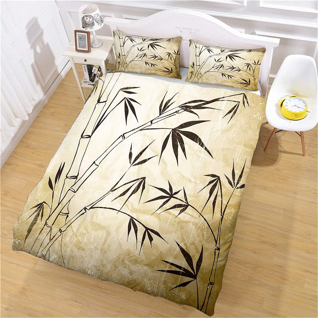 YANGMENGDAN Duvet Cover Set 3 Pieces Chinese style bamboo painting Printed Bedding Quilt Duvet