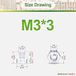 Pzsmocn 200 Pieces/100 Sets M3*3 mm PC Transparent