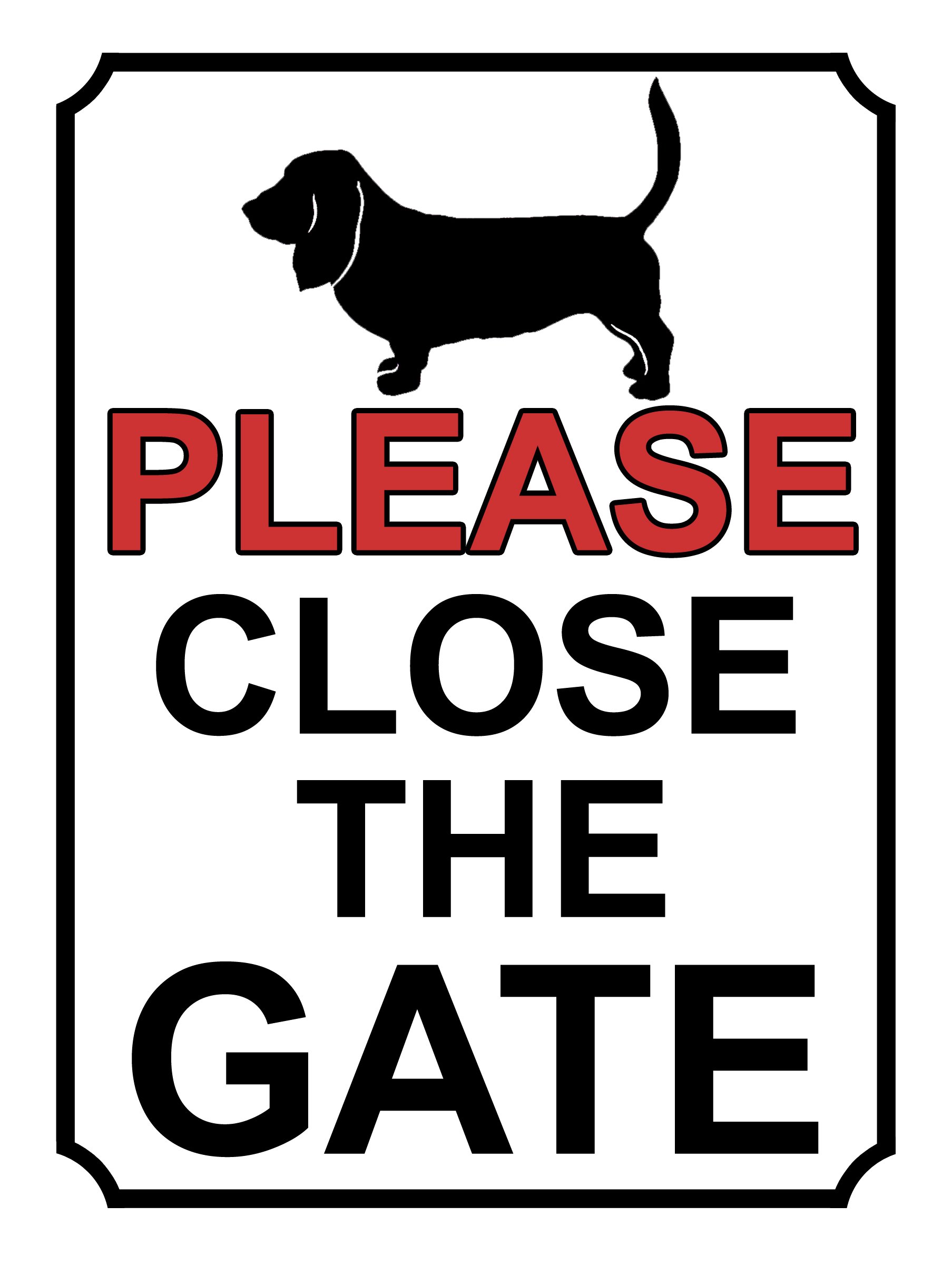 SHAWPRINT PLEASE CLOSE THE GATE DOG THEME METAL SIGN 200MM X 150MM (369H1)